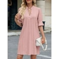 thumbnail image 3 of Women's Eyelet Flounce Sleeve Mini Dress 95% polyester and 5% spandex fabric for a light comfortable everyday wear, 3 of 13