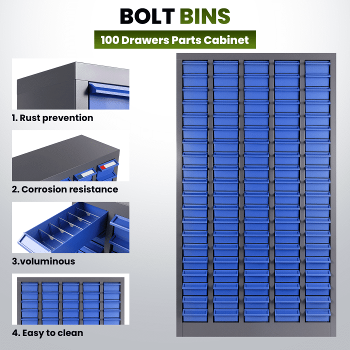 Tool Storage Cabinet,  with ABS Material Drawer, Impact-Resistant, 7.8"x3.9" Size, Bolt and Nut Storage, Shop, Basement, Pantry