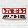thumbnail image 4 of Now Hiring Apply Inside 13 oz Heavy Duty Vinyl Banner Jobs Available All Positions Help Wanted Sign for Business Advertising Indoor/Outdoor Single-Sided with Metal Grommets (3x5 ft, Wh & Re & Bk), 4 of 6