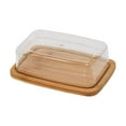 thumbnail image 1 of GUOOL Square Bamboo Butter Dish Cheese Plate with Clear Lid Transparent Food Container, 1 of 9