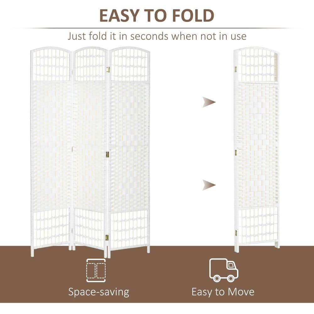 Spaco 3 Panel Portable and Folding Room Divider, Privacy Screen Wave Fiber Room Partition for Indoor as Living Room, Entryway, White
