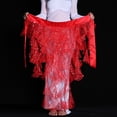 thumbnail image 4 of XIAOCHA Women's Sequin Mesh Wrap Skirt Satin Bow High Waist Skirt Festival Rave Party Skirts Red One Size, 4 of 7