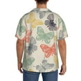 thumbnail image 3 of Uemuo Butterfly Pattern Cotton Linen Short Sleeve Shirts,Casual Lightweight Button Down Shirts,Vacation Beach Summer Tops-Large, 3 of 7