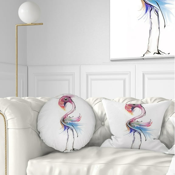 Designart Flamingo Illustration - Animal Throw Pillow - 12x20