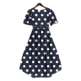 thumbnail image 6 of Uootdi Polka Dot Dresses for Women V Neck Tie Waist Short Sleeve Casual Flowy Midi Dresses Lightweight Elegant Gift, 6 of 7