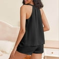 thumbnail image 5 of Sakmal Black Pajamas for Women Set Sleeveless Shorts Pant Solid Comfy Loungewear Topsfor Women, 5 of 5
