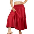 thumbnail image 3 of Mgmyaa Long Skirts for Women Drawstring High Waist A Line Skirt Casual Flowy Tiered Skirt with Pockets Summer Boho Maxi Beach Skirt, 3 of 8