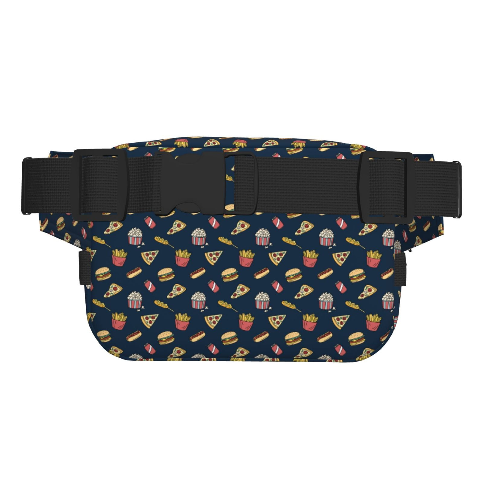 Picia Fast Food Print Square Double-Layer Waist Bag Mini Adjustable Waist Belt Bag Exercise Running Travel Hiking