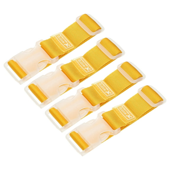 4 Pack Add A Bag Luggage Strap, 4-12 Inch Adjustable Suitcase Belt Travel Accessories, Luggage Connector for Carry-on Baggage, Yellow