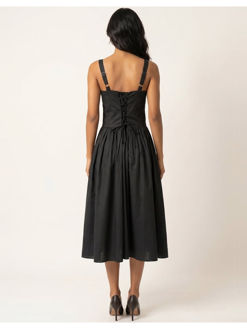 gathered dress with flared skirt Whistles Gathered Flared-skirt Midi Dress - Plum/claret