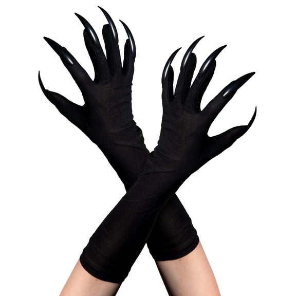Underwraps Black Claw Gloves with Attached Fingernails Adult Costume Accessory