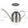thumbnail image 3 of Elegante regadera de acero inoxidable, gran decoración con superficie dorada pulida a mano para invernadero de oficina en casa, gran entrada de agua para riego eficiente, plata, 1000 ml, 3 of 6