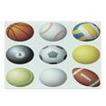 thumbnail image 1 of Sports Cutting Board, Diversified Sport Balls Objects in Diamond or Circle Shape Recreational Illustration, Decorative Tempered Glass Cutting and Serving Board, Large Size, Multicolor, by Ambesonne, 1 of 1