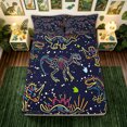 thumbnail image 4 of meiyoeat Galaxy Dino Bed Sheets for Boys, Neon Line Space Skeleton Full Size Sheets, Dark Navy, 4 Pieces, 1 Flat Sheet, 1 Fitted Sheet and 2 Pillowcases, 4 of 5