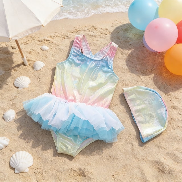 Maillot de Bain une Pièce Blanc pour Filles Adolescentes 7-8 Ans
