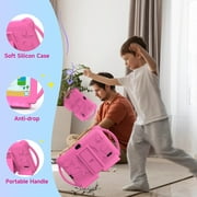 Kids Tablets 7 inch, Android 12 Tablet for Kids, 4GB RAM 32GB ROM, 512GB Expandable, with Parental Control, Google Certified Toddler Tablet, WiFi, Bluetooth, Dual Camera with Silicone Case,Pink