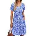 thumbnail image 2 of TARAINYA Women V Neck Short Sleeve Casual Dress with Buttons and Pockets Summer Beach Sundress, 2 of 8