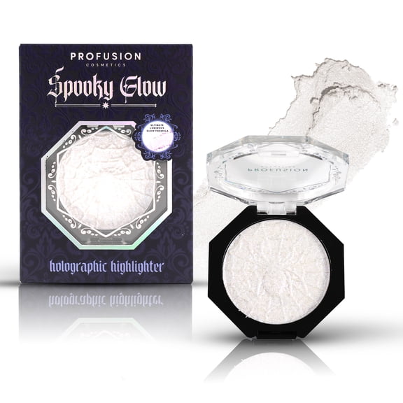 Profusion Cosmetics Spooky Glow Holographic Highlighter, Color-Shifting Pressed Powder For Face & Body, Long-Lasting Glow, Vegan & Cruelty-Free