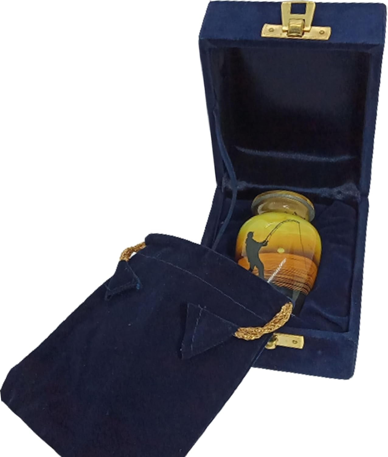 UR Keepsake Urn –Decorative Fishing Catching Keepsake Cremation Urn for Human Ashes with Velvet Box & Velvet Bag-Mini Keepsake Urn - Affordable Keepsake Urn (3 cu.in)