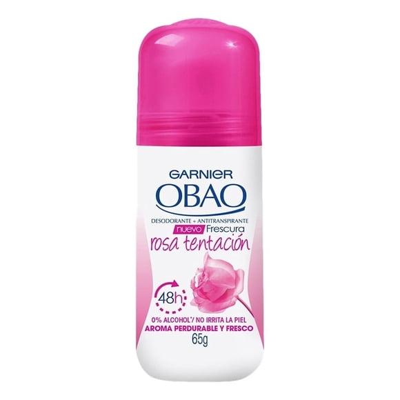 Desodorante antitranspirante Garnier Obao frescura rosa tentación para dama en roll on 65 g