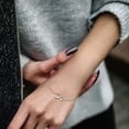 thumbnail image 4 of Everly Women's Fancy-Cut Sterling Silver White Ball Bead Link Chain Heart Charm Bracelet, 4 of 8