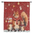thumbnail image 2 of Squirrel Christmas, Semi Sheer Curtains Drapes for Living Room, Bedroom, French Doors Window 45 Inches Long, Red Xmas Balls Retro Snowflake Rod Pocket Chiffon Curtain Drapery Voile Draperies Panel, 2 of 6