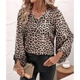 thumbnail image 5 of Womens Sleeve V Neck Blouses Casual Loose Fit Tunic Tops Leopard Print M, 5 of 8