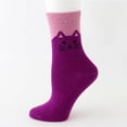thumbnail image 4 of Milue Womens Adult Winter Faux Wool Blend Crew Socks Cute Cartoon for Cat Print Contrast Color Vintage Knit Thickened Thermal Warm Mid Tube Hosiery, 4 of 17