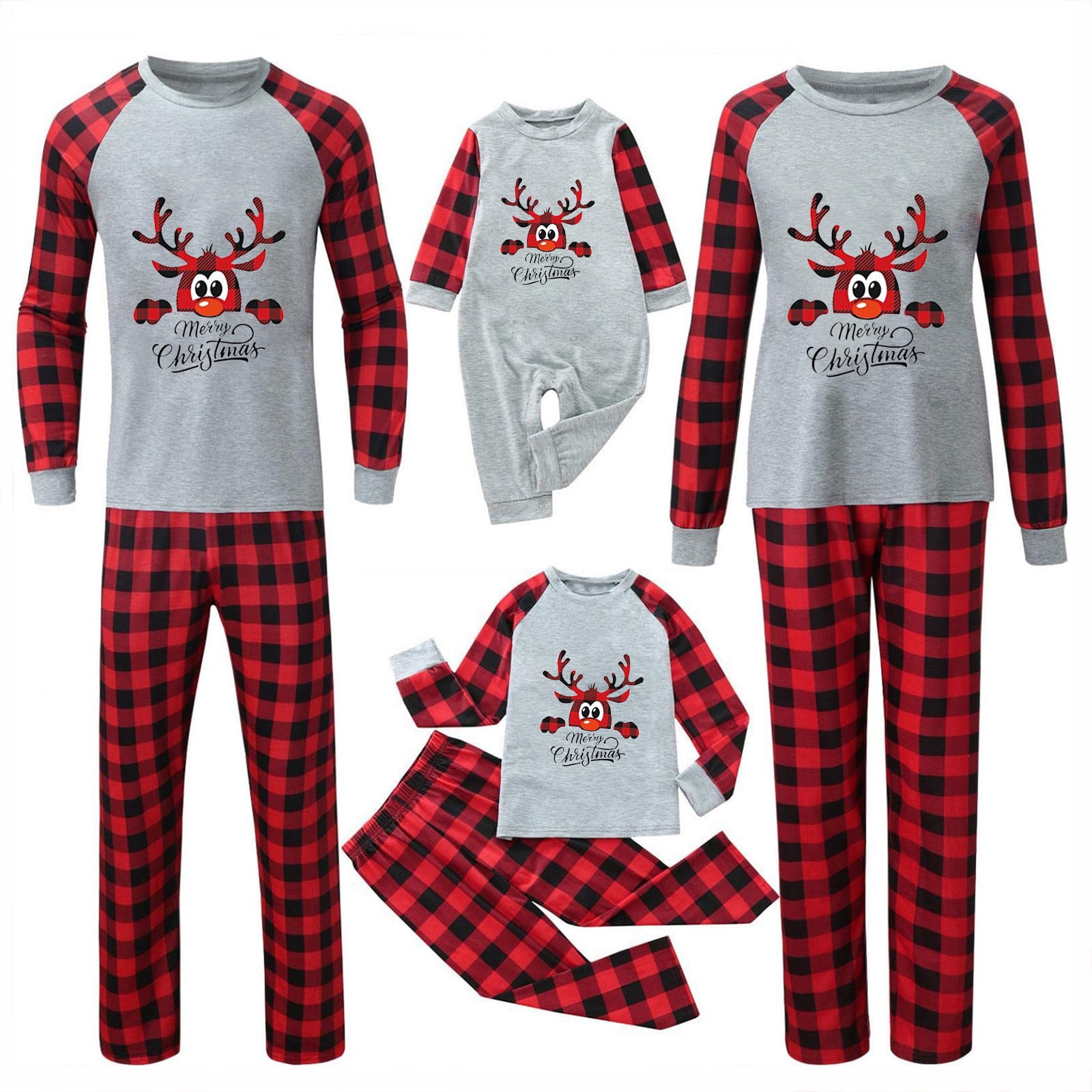 Black and Red Plaid Family Christmas Pajamas Matching Sets 2022 Xmas ...