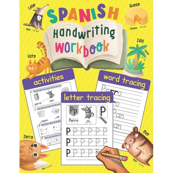 Spanish Handwriting Workbook: Writing Practice with Illustrations - Spanish Language Learning Book for Kids, (Paperback)