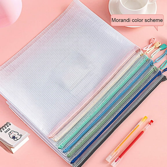 File Bag Large Capacity Storage A4 Files Stationery Carrying Case Transparent Visual Design Portable Document Organizer