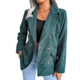 thumbnail image 2 of Chaqueta informal Blazer, Blazer de pana para mujer, Chaqueta de oficina de manga larga doble, Blazer de pana para mujer, Ingeniería de precisión, 2 of 9