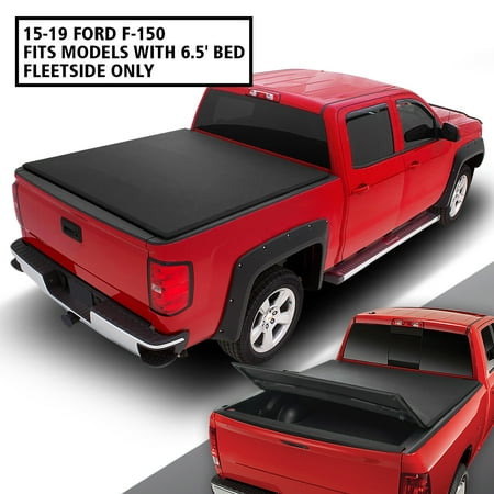 For 2015 to 2019 Ford F150 Truck 6.5' Bed Fleetside Tri -Fold Adjustable Soft Top Trunk Tonneau Cover 16 17 18
