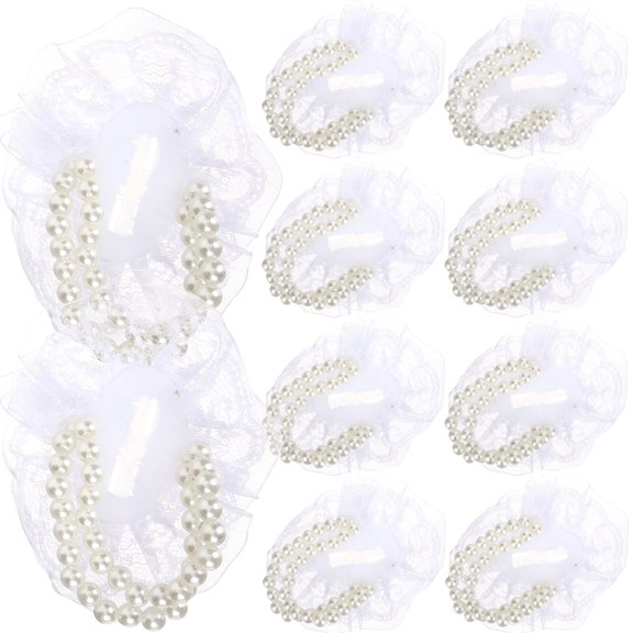 12 Pcs Bridal Wristband Corsage Wristlet Handmade Bracelets Bride Wedding Supplies Accessories Lace White Polyester Abs