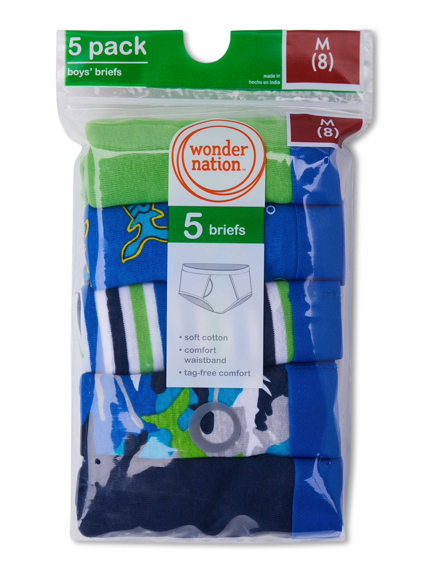 Wonder Nation Boys Brief Underwear, 5-Pack, Sizes S-XL