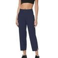 thumbnail image 2 of BXINGOHAI Stretch Active Pants for Women Soft Elastic Waist Capri Yoga Pants Lightweight Pull On Wide Leg Leggings with Pockets Navy L, 2 of 7