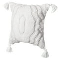 thumbnail image 6 of 16" Handwoven Cotton Throw Pillow Cover with White on White Tufted Design and Tassel Corners, 6 of 6