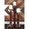thumbnail image 3 of DecMode 12", 15", 18"H Traditional Candlestick, Brown, 3 - Pieces, 3 of 9