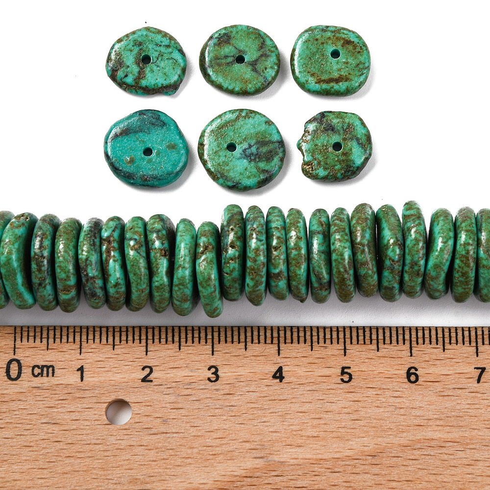 Graduated Turquoise Beads Strands Dyed Nuggets Dark Green 7~20x7~15x3~5mm Hole: 1.2mm about 118~119pcs/strand 15.75~15.87''(40~40.3cm)