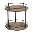thumbnail image 1 of Bandeja giratoria de madera para especias, organizador de 2 capas, multiusos, estilo rústico Flor, 1 of 9