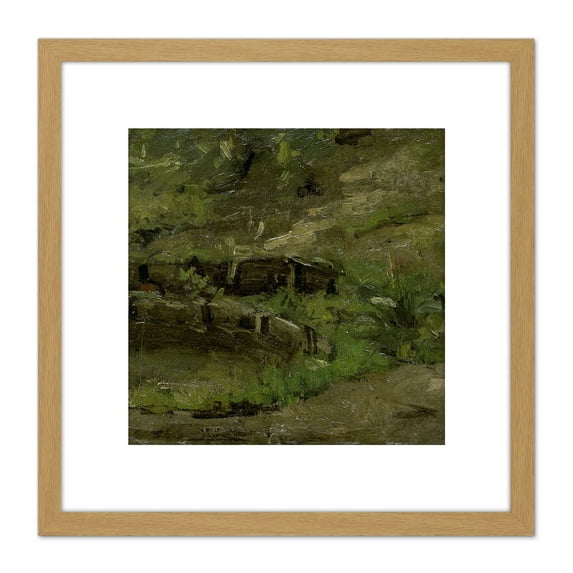Breitner Meadow Landscape Nature Painting 8X8 Inch Square Wooden Framed Wall Art Print Picture with Mount