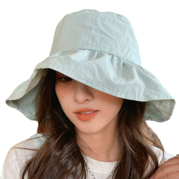 Ziyahi Women Fishing Camping Bucket Hat Cotton Polyester Fisherman Cap Adults Solid Color Comfortable Summer Head Decor Sunproof Caps Green Other