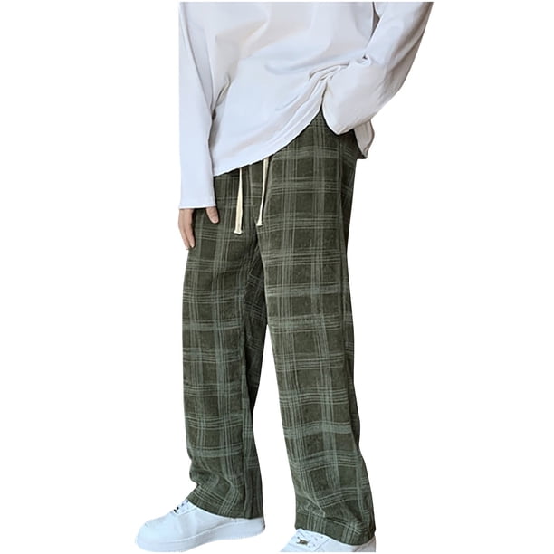 Pantalones largos de moda para hombre, con cordón, cintura elástica, color sólido, informales, largos para correr, pantalones para hombre