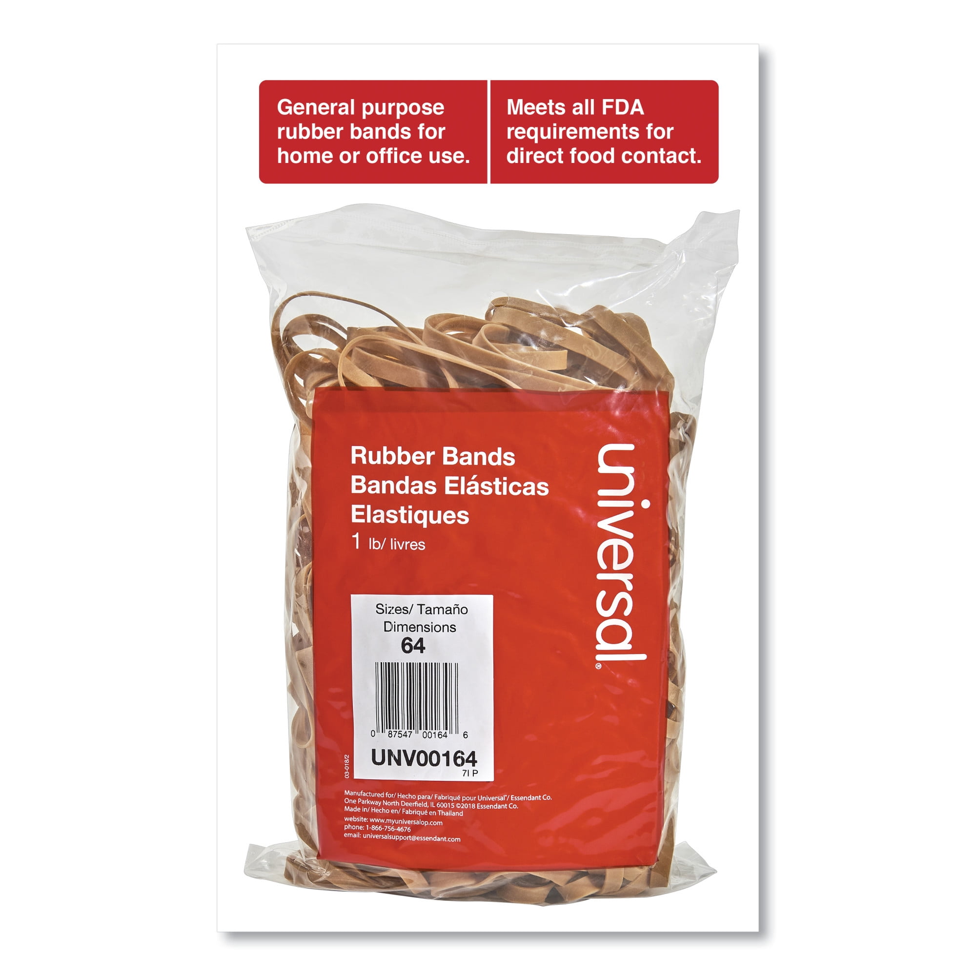 Size #16 Rubber Bands - 1.1 Lb Bulk Pack (~1200 Pcs) For Office, Home, Crafts & Organizing