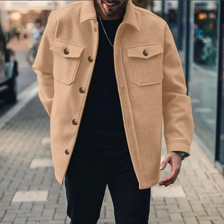 Pedort Casual Jacket for Men Spring Loose Cargo Style Vintage