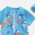 thumbnail image 4 of CAICJ98 Baby Toddler Boy Swimsuit Short Sleeve UPF 50+ Rashguard Set Bathing Suit with Sun Hat Swimwear for Beach Pool Sun Protection (Blue,2-3 Years), 4 of 4