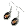 thumbnail image 2 of Soccer Ball Football Cartoon Flames Novelty Dangling Drop Oval Charm Earrings, 2 of 4