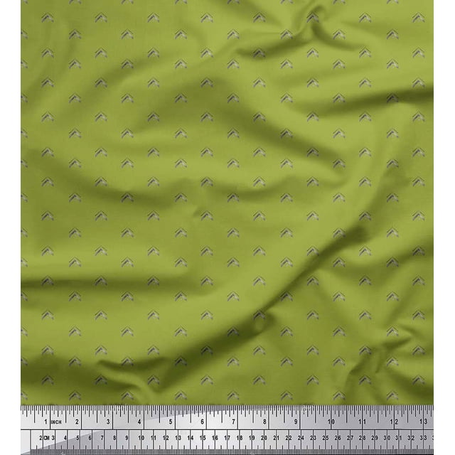 Soimoi Green Rayon Fabric Artistic Geometric Print Sewing Fabric Yard 56 Inch Wide