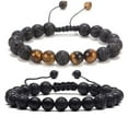 thumbnail image 2 of MLYeeWf 1PC Blue Black 8MM Natural Crystal Stone Bracelet Gifts for Women Men Teens - 6.29Inches or more, 2 of 2