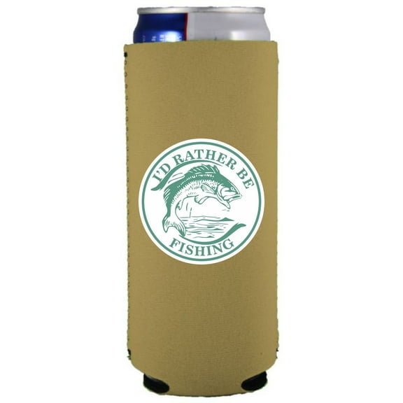 I'd Rather Be Fishing Slim Can Coolie (Khaki)